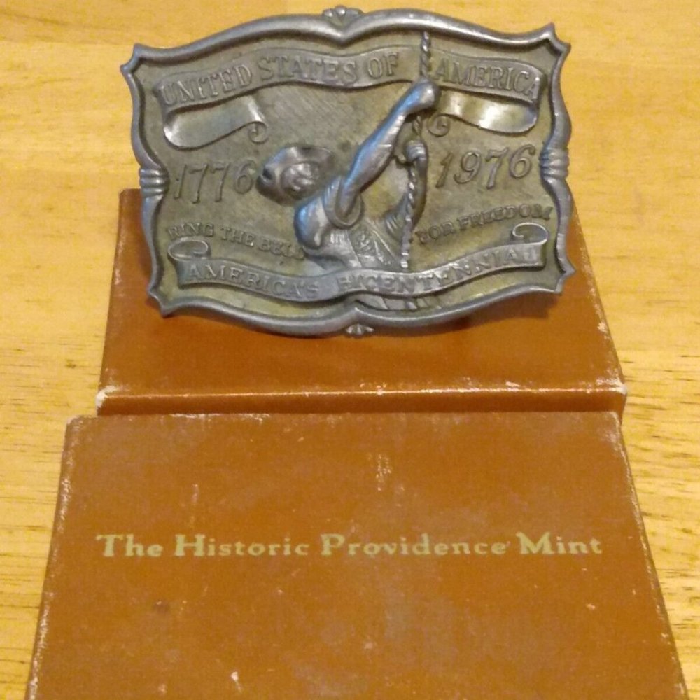 Vintage American Revolution Bicentennial Belt Buckle Ring the Bell for Freedom